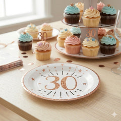 Sparkling Rose Gold Age 30 Plates x 10