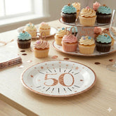 Sparkling Rose Gold Age 50 Plates x 10