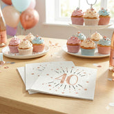 Sparkling Rose Gold Napkins Age 40 x10