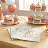 Sparkling Rose Gold Napkins Age 70 x 10