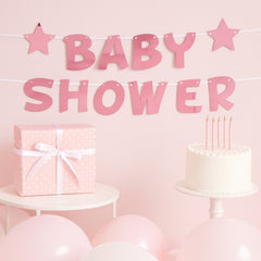 Little Star Pink Baby Shower Foil Bunting 2.5m