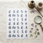 Alice in Wonderland Sticker Sheet Black and White with 35 Square Stickers