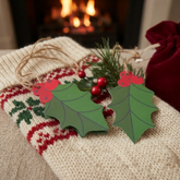Christmas Gift Labels | Festive Wrapping Present Tags Holly Leaf Design x 8