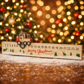 Wooden Christmas Train Advent Calendar Countdown - Festive Holiday Decoration