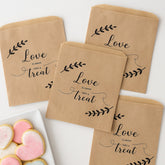 Kraft Love Is Sweet Bag Small With Leaf Wreath Set Of 10 Bags Loose