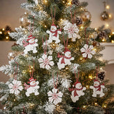 Christmas Wooden Hanging Snowflakes and Snowmen x 12