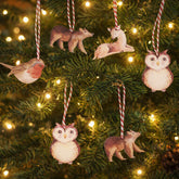 Wooden Christmas Tree Hanging Set - Woodland Animals x 8
