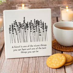 Porcelain Coaster Gift | 'A Friend Is..' Keepsake Kitchen Home Gift