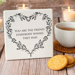 Square Porcelain Coaster | Drinks Mat Friends Family Love Keepsake Words
