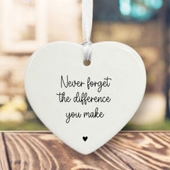 Personalised Porcelain Hanging Heart 'Never forget' | Ceramic Gift