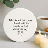 Porcelain Round Keepsake Coaster | Friendship Birthday Home Gift Heart Porcelain