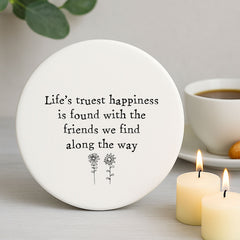Porcelain Round Keepsake Coaster | Friendship Birthday Home Gift Heart Porcelain