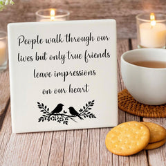 Porcelain Square True Friends with Words | Keepsake Birthday Gift