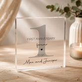Personalised 10mm Acrylic Block - First Anniversary