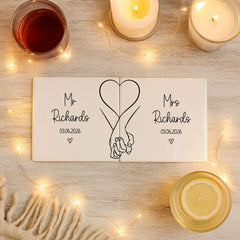 Personalised White Mr Mrs Wedding Couple Coasters Gift for Memorable Celebrations - Set of 2