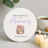 Personalised Porcelain Gift Coaster - "First Mother's Day as my Mummy" Quote