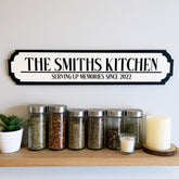 Personalised Kitchen Street Sign Custom Family Name Plaque