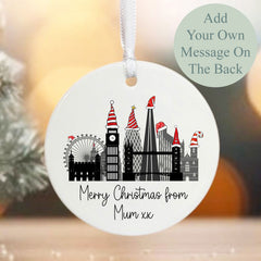 Personalised Christmas Hanging Porcelain Bauble - London Scene