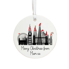 Personalised Christmas Hanging Porcelain Bauble - London Scene