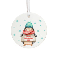 Personalised Baby's First Christmas Penguin Bauble Keepsake Gift