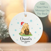 Personalised Childs Baby First Christmas Blue Feet Bauble Keepsake