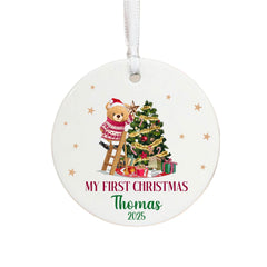 Personalised Baby's 1st Christmas Bauble | Teddy Bear Tree Decoration New Baby Gift