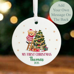 Personalised Baby's 1st Christmas Bauble | Teddy Bear Tree Decoration New Baby Gift