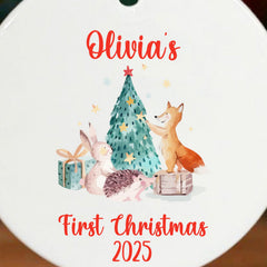 Personalised Baby's First Christmas Wild Animals Bauble Keepsake Gift
