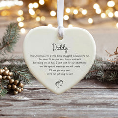 Personalised Porcelain Pregnancy Family Heart Ornament for Christmas Celebrations