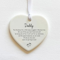Personalised Porcelain Pregnancy Family Heart Ornament for Christmas Celebrations