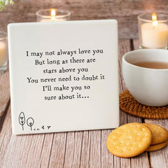 Personalised Square Coaster - With Any Words or Song Lyric Keepsake Custom Gift