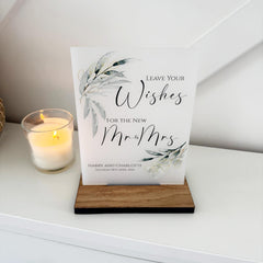 Botanical Personalised Leave Your Wishes Guest Book Sign - Opaque Acrylic A5