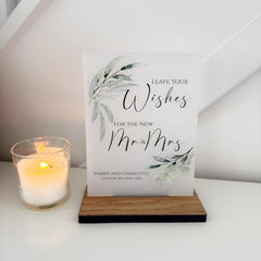 Botanical Personalised Leave Your Wishes Guest Book Sign - Opaque Acrylic A5
