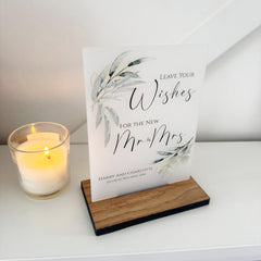 Botanical Personalised Leave Your Wishes Guest Book Sign - Opaque Acrylic A5