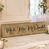 Personalised Wooden Mr Mrs Wedding Sign - Small Couples Keepsake