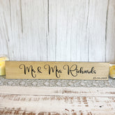 Personalised Wooden Oak Mr Mrs Wedding Table Sign Decoration