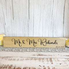 Personalised Printed Oak Wedding Sign - Elegant Custom Decor for Your Special Day