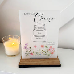 Floral Personalised Cheese Sign for Wedding Events - Opaque Acrylic