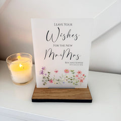 Floral Personalised Leave Your Wishes Sign - Opaque