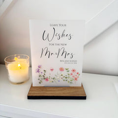 Floral Personalised Leave Your Wishes Sign - Opaque