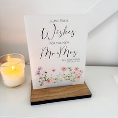 Floral Personalised Leave Your Wishes Sign - Opaque