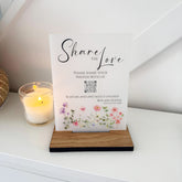 Floral Personalised Share the Love Photo Party Wedding Sign - Opaque Acrylic