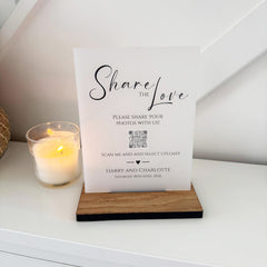 Classic Personalised Share the Love Photo Wedding Party Sign - Opaque Acrylic