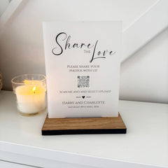 Classic Personalised Share the Love Photo Wedding Party Sign - Opaque Acrylic