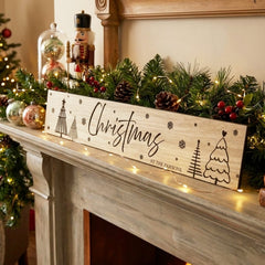 Custom Oak Christmas At Sign - Family Keepsake Festive Decor