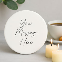 Personalised White Round Coaster for All Occasions - Custom Text