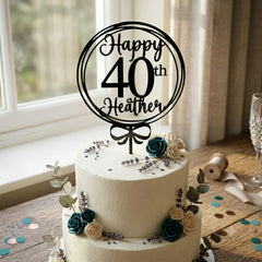 Personalised Happy 40th Birthday Acrylic Cake Topper