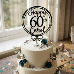 Personalised Happy 60th Birthday Acrylic Cake Topper