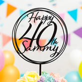 Personalised Birthday Age and Name Acrylic Cake Topper in a Circle