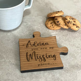 10mm Oak Veneer Personalised Jigsaw Coaster Design B